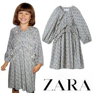 ZARA Kids | Mid-Turquoise | RUFFLED FLORAL DRESS
